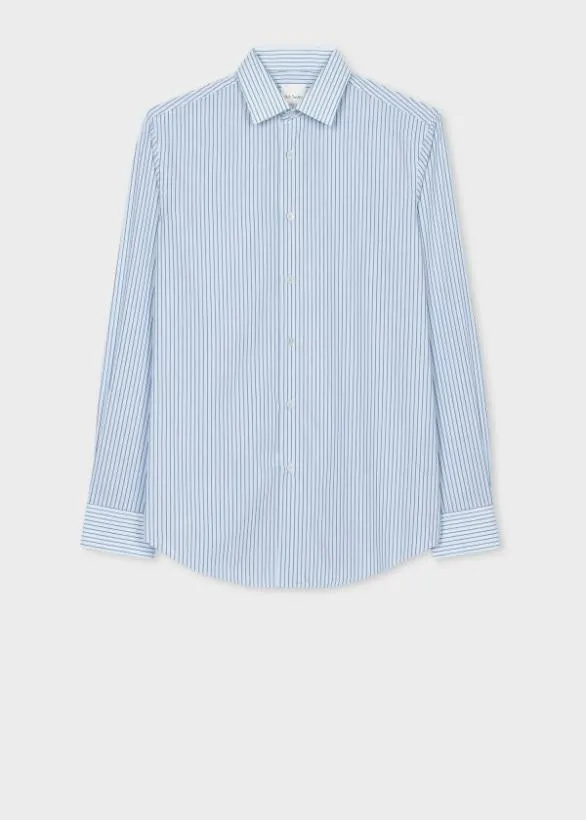 Paul Smith Shirts Light Blue Stripe Cotton Shirt Light Blue 8211 Mens