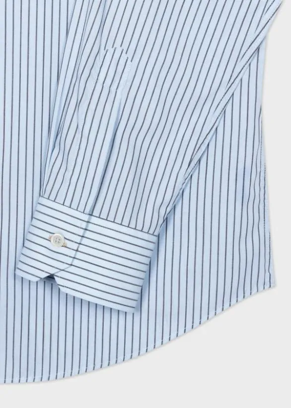 Paul Smith Shirts Light Blue Stripe Cotton Shirt Light Blue 8211 Mens