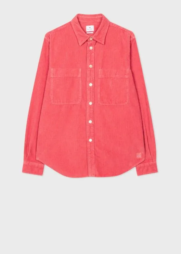 Paul Smith Shirts Organic Cotton Corduroy Overshirt Pink 8211 Mens