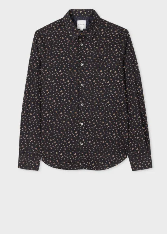 Paul Smith Shirts SlimFit Floral Shirt Black 8211 Mens