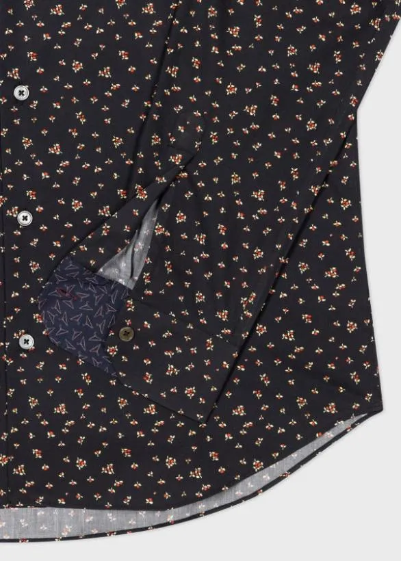 Paul Smith Shirts SlimFit Floral Shirt Black 8211 Mens