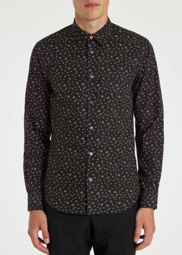 Paul Smith Shirts SlimFit Floral Shirt Black 8211 Mens