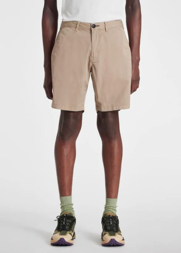Paul Smith Shorts Pima StretchCotton GarmentDyed Shorts Tan 8211 Mens