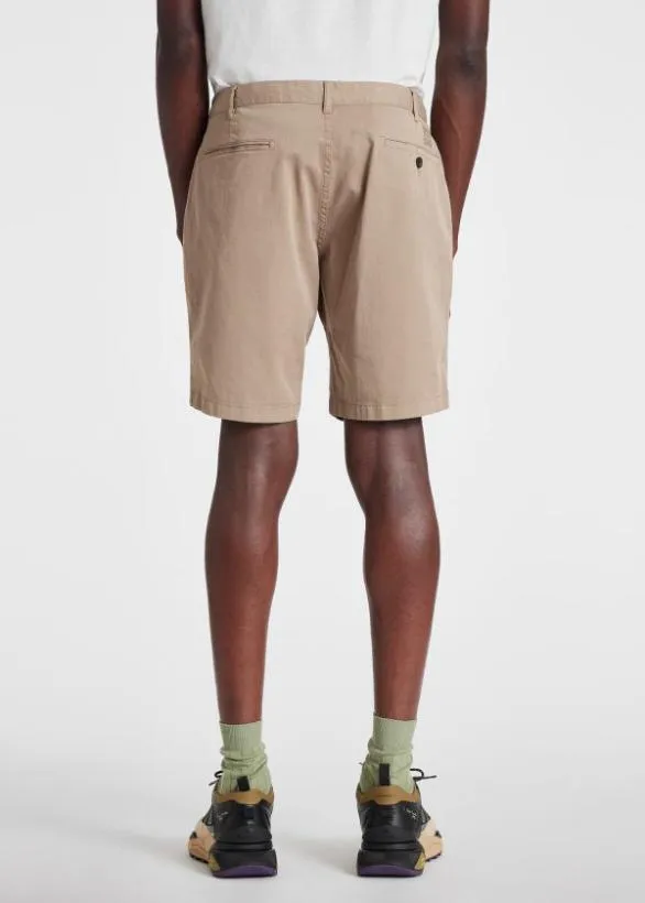 Paul Smith Shorts Pima StretchCotton GarmentDyed Shorts Tan 8211 Mens