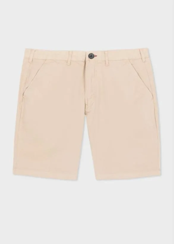Paul Smith Shorts Pima StretchCotton GarmentDyed Shorts Tan 8211 Mens