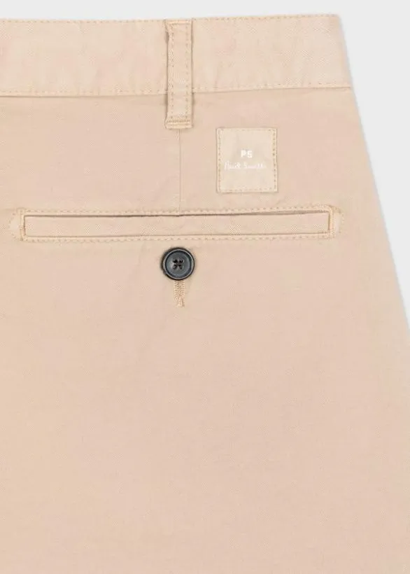 Paul Smith Shorts Pima StretchCotton GarmentDyed Shorts Tan 8211 Mens