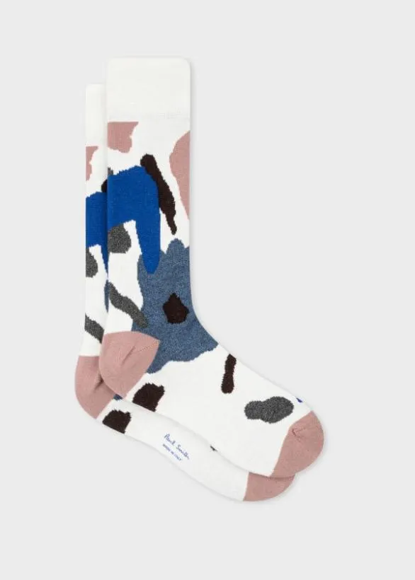 Paul Smith Socks 039Rug039 Print Cotton Socks Cream 8211 Mens