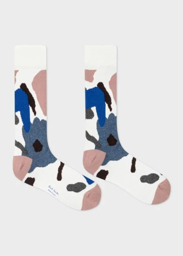 Paul Smith Socks 039Rug039 Print Cotton Socks Cream 8211 Mens