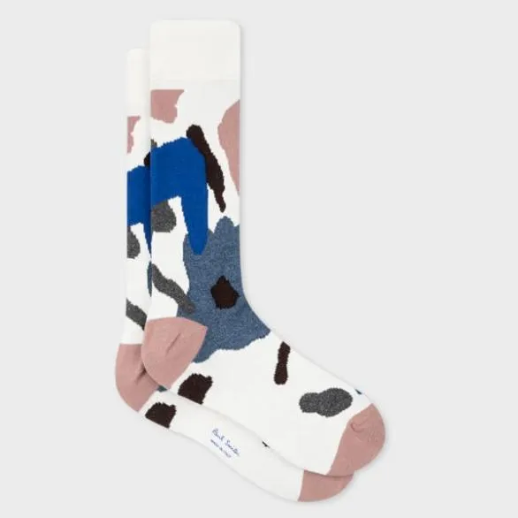 Paul Smith Socks 039Rug039 Print Cotton Socks Cream 8211 Mens