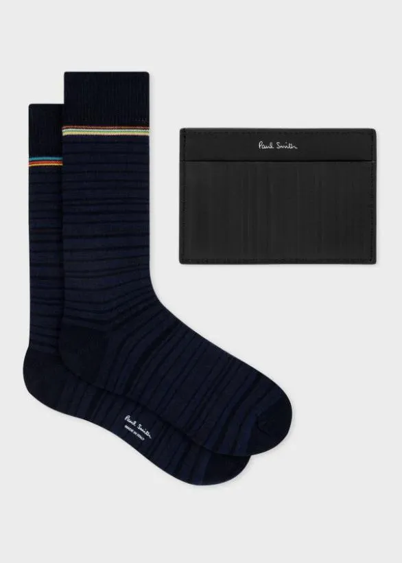 Paul Smith Socks 039Shadow Stripe039 Socks and Card Holder Gift Set Black 8211 Mens Paul Smith Socks 039Shadow Stripe039 Socks and Card Holder Gift Set Black 8211 Mens