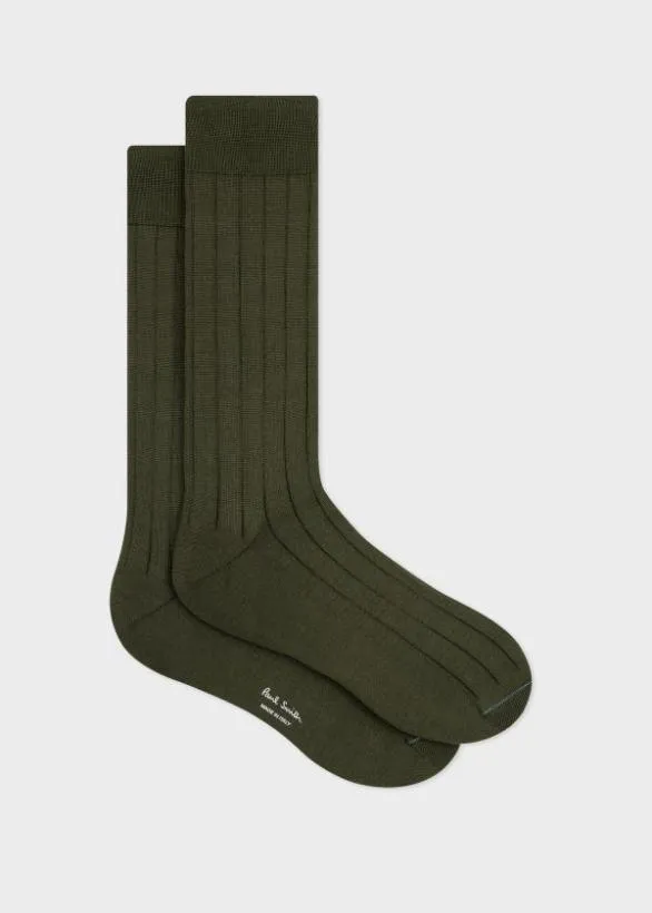 Paul Smith Socks Cotton Ribbed Socks Khaki 8211 Mens