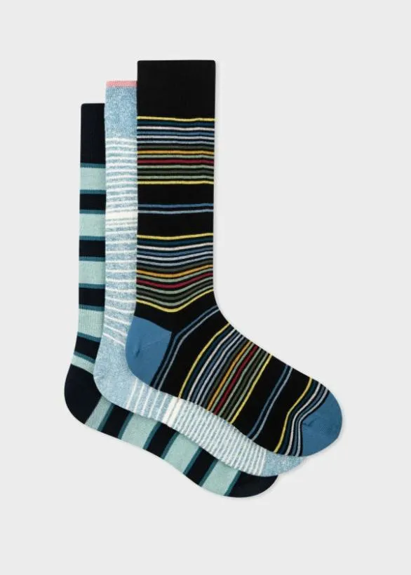 Paul Smith Socks Seasonal Stripe Three Pack Socks Black 8211 Mens