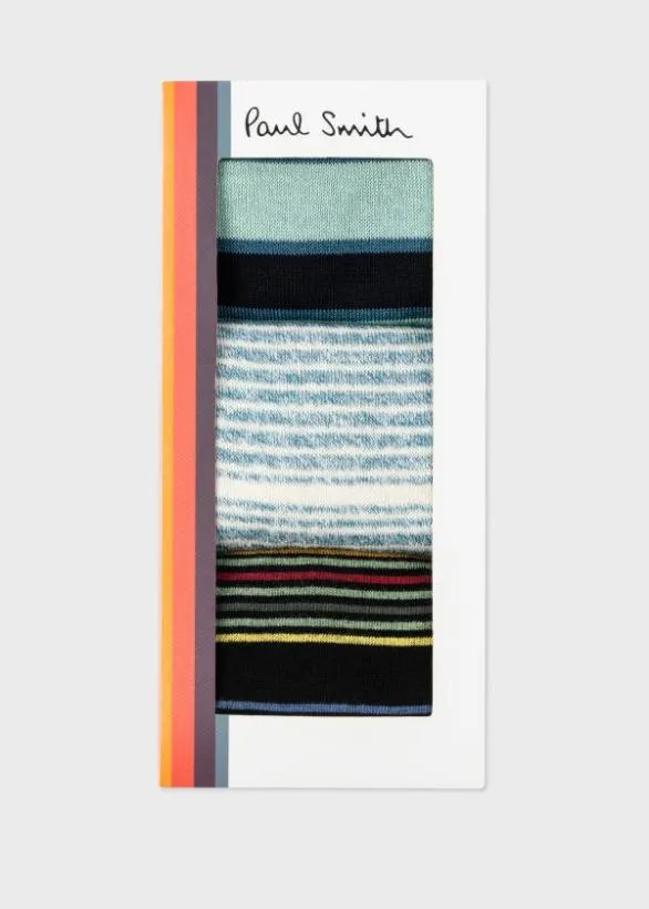 Paul Smith Socks Seasonal Stripe Three Pack Socks Black 8211 Mens