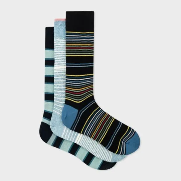 Paul Smith Socks Seasonal Stripe Three Pack Socks Black 8211 Mens