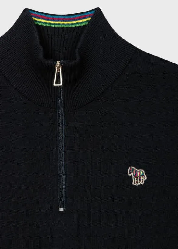 Paul Smith Sweaters Half Zip Zebra Logo Sweater Navy 8211 Mens