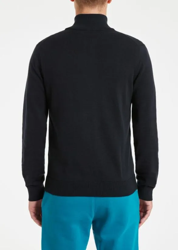 Paul Smith Sweaters Half Zip Zebra Logo Sweater Navy 8211 Mens