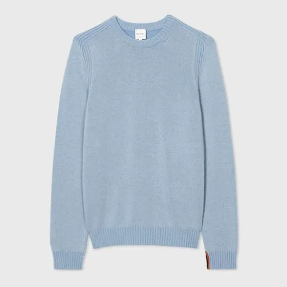 Paul Smith Sweaters Lambswool Crew Neck Sweater Light Blue 8211 Mens