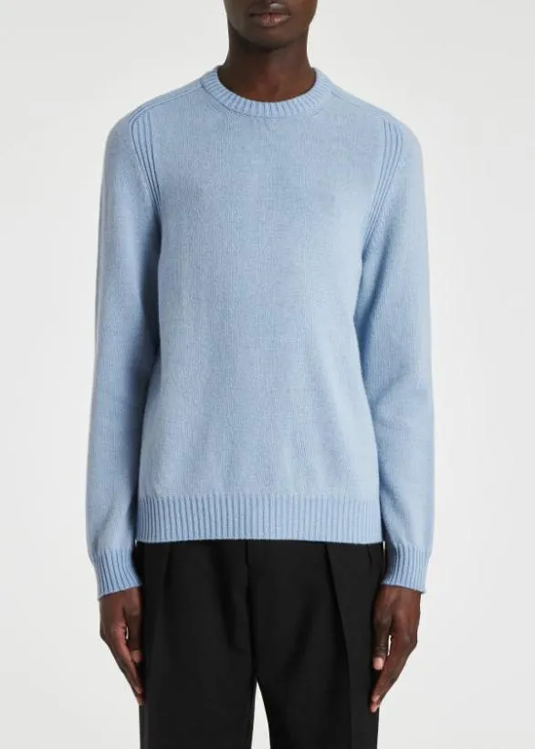 Paul Smith Sweaters Lambswool Crew Neck Sweater Light Blue 8211 Mens