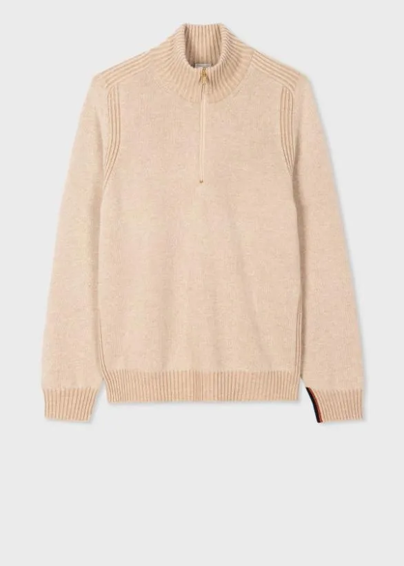 Paul Smith Sweaters Lambswool HalfZip Sweater Camel 8211 Mens