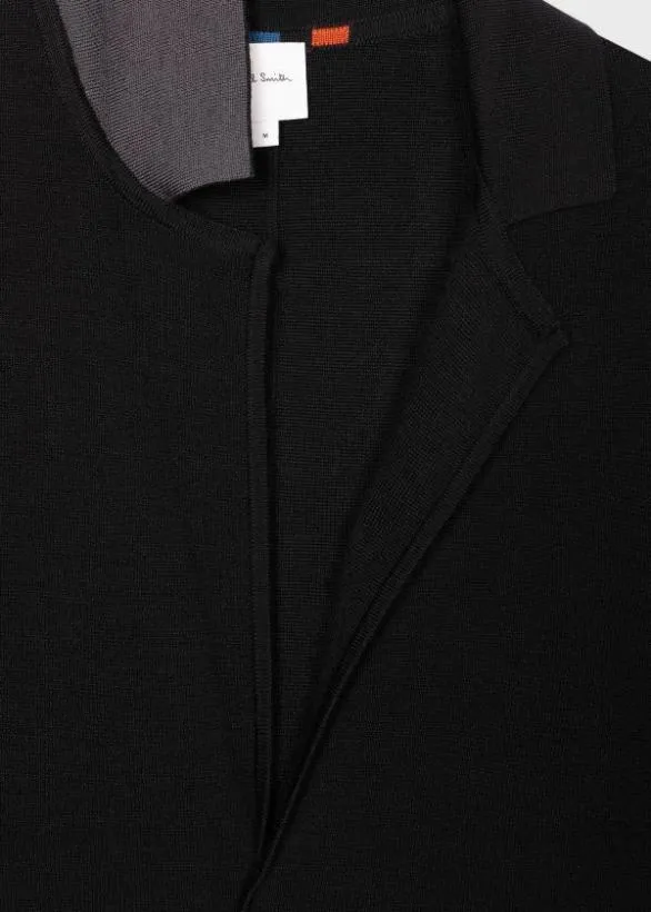 Paul Smith Sweaters Merino Wool Cardigan Blazer Black 8211 Mens