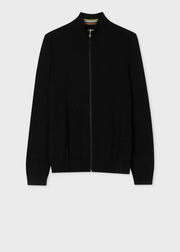 Paul Smith Sweaters Merino Wool Full Zip Cardigan Black 8211 Mens