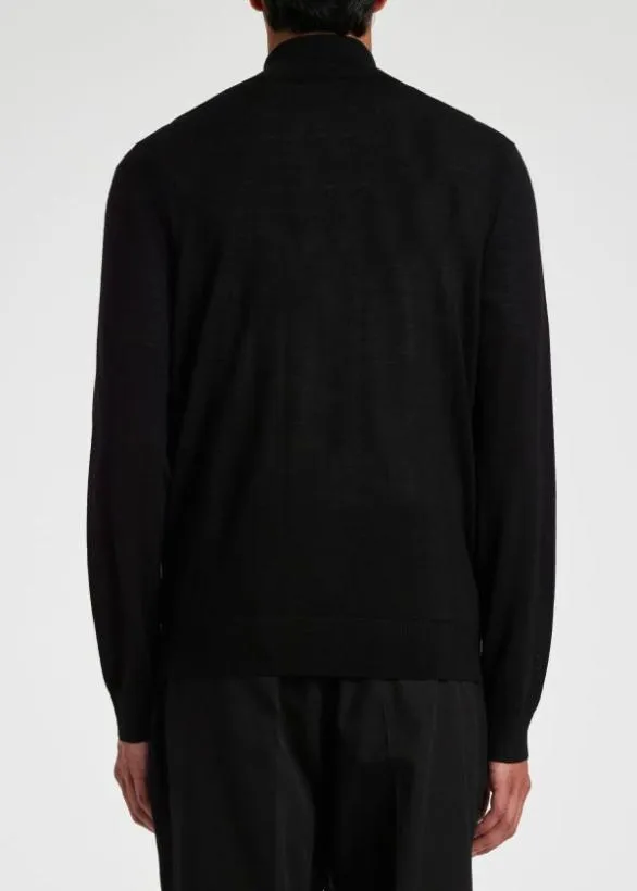 Paul Smith Sweaters Merino Wool Full Zip Cardigan Black 8211 Mens