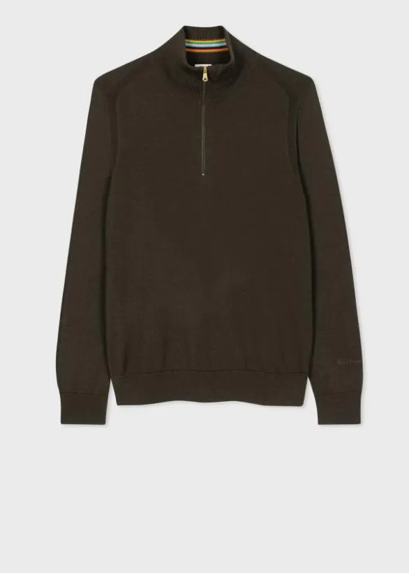 Paul Smith Sweaters Merino Wool Half Zip Sweater Dark Green 8211 Mens