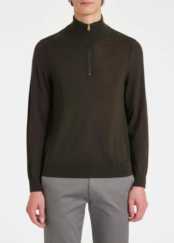 Paul Smith Sweaters Merino Wool Half Zip Sweater Dark Green 8211 Mens