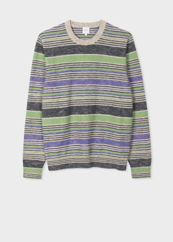 Paul Smith Sweaters MultiStripe CottonLinen Sweater Green 8211 Mens