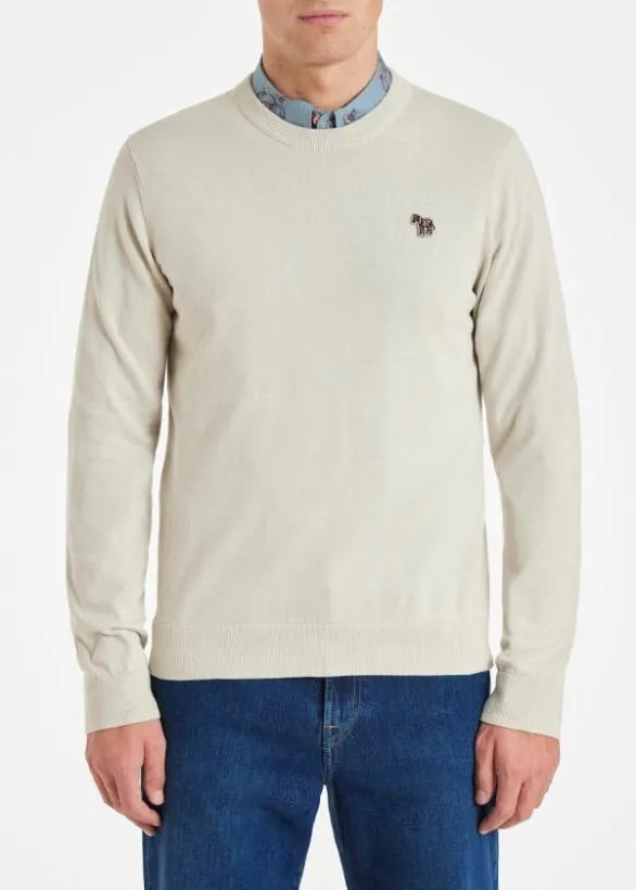 Paul Smith Sweaters Organic Cotton Zebra Logo Sweater Stone 8211 Mens