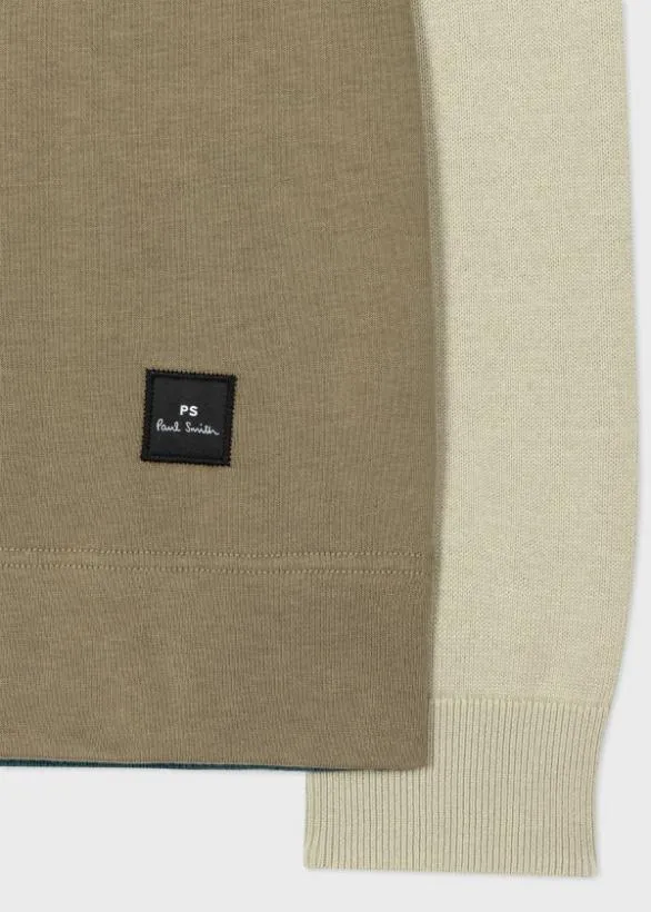 Paul Smith Sweaters Panelled Polo Sweater Green 8211 Mens