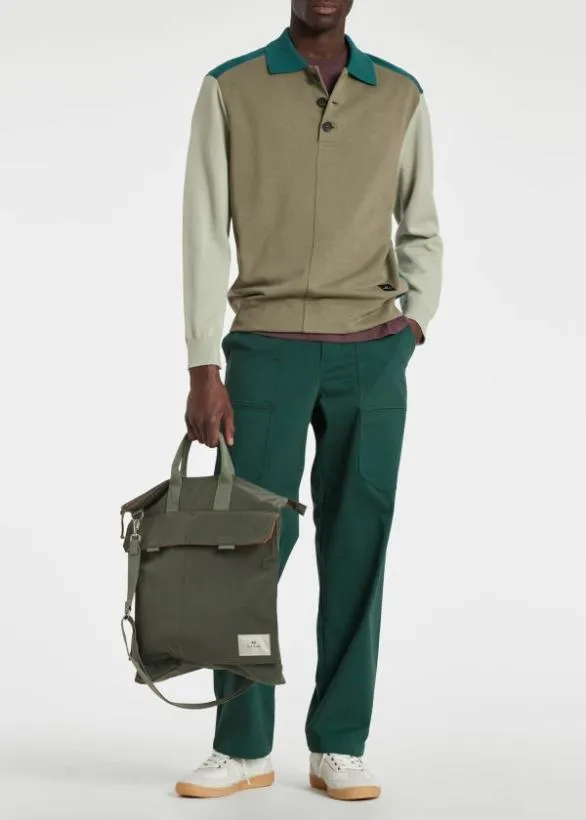 Paul Smith Sweaters Panelled Polo Sweater Green 8211 Mens