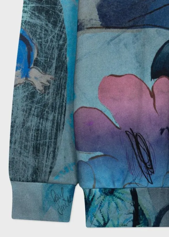 Paul Smith Sweatshirts and Hoodies 039Narcissus039 Print Cotton Hoodie Blue 8211 Mens
