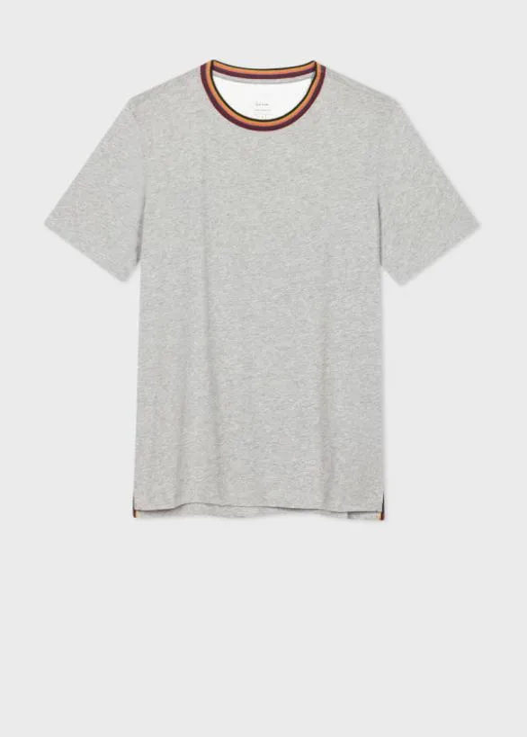 Paul Smith TShirts 039Artist Stripe039 Collar TShirt Grey Marl 8211 Mens