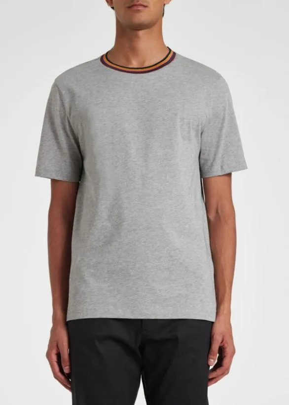 Paul Smith TShirts 039Artist Stripe039 Collar TShirt Grey Marl 8211 Mens