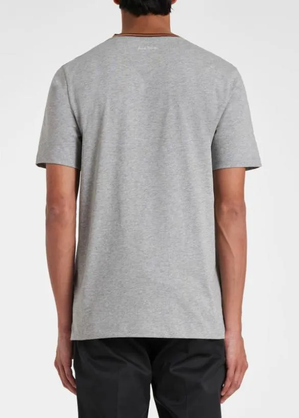 Paul Smith TShirts 039Artist Stripe039 Collar TShirt Grey Marl 8211 Mens