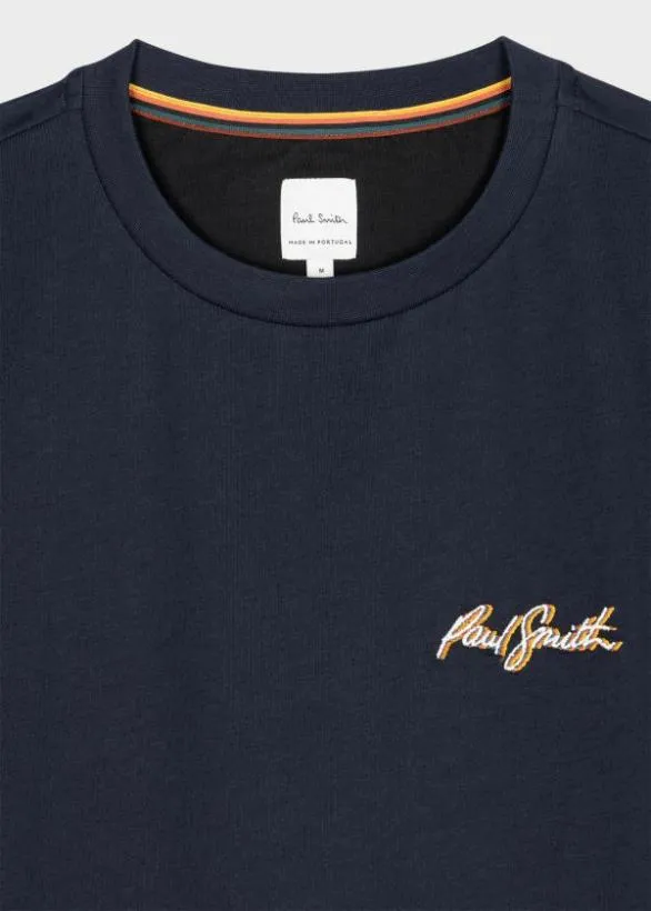 Paul Smith TShirts Embroidered Shadow Logo TShirt Navy 8211 Mens