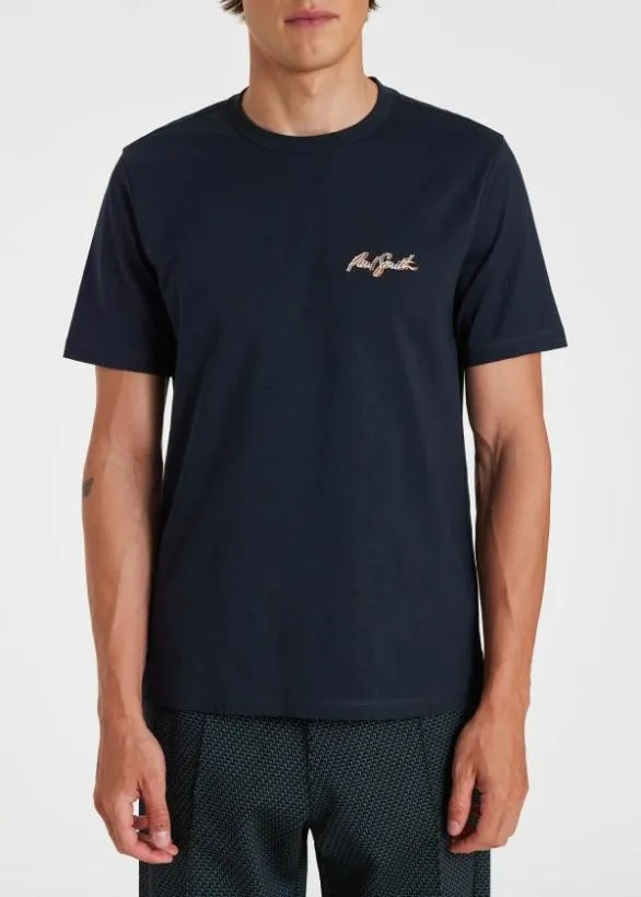 Paul Smith TShirts Embroidered Shadow Logo TShirt Navy 8211 Mens