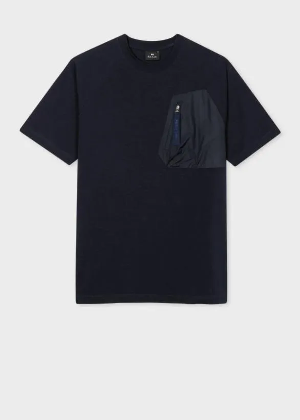 Paul Smith TShirts Raglan Sleeve ZipPocket TShirt Navy 8211 Mens