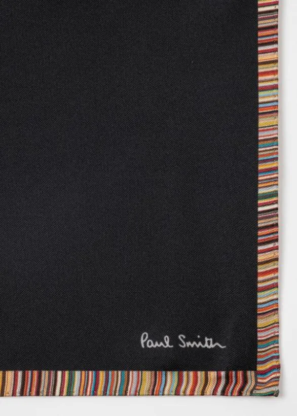 Paul Smith Tailoring 039Signature Stripe039 Silk Pocket Square Black 8211 Mens