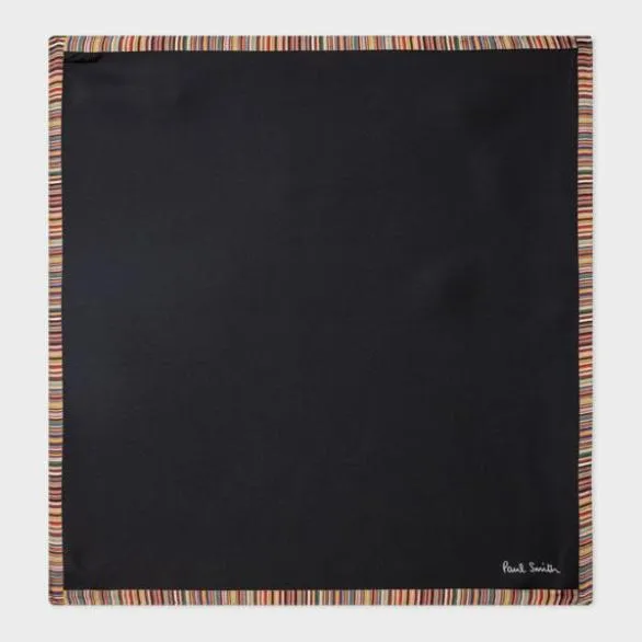 Paul Smith Tailoring 039Signature Stripe039 Silk Pocket Square Black 8211 Mens
