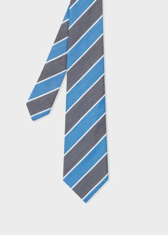Paul Smith Ties Bright Blue Block Stripe Tie Blue 8211 Mens