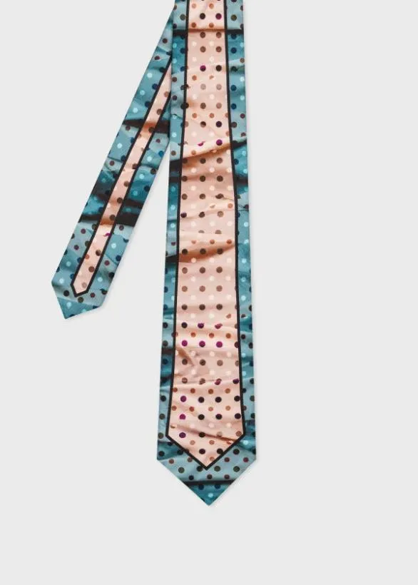 Paul Smith Ties Contrast Silk Tie Blue 8211 Mens