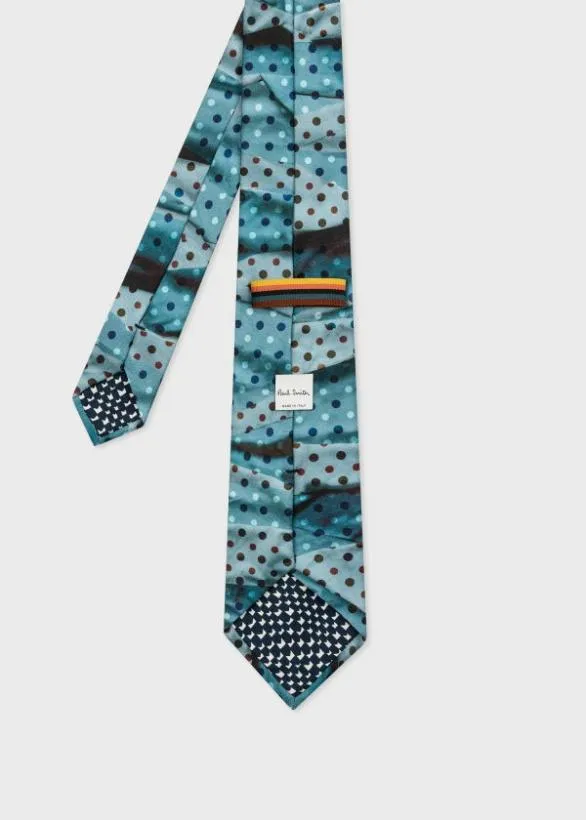 Paul Smith Ties Contrast Silk Tie Blue 8211 Mens