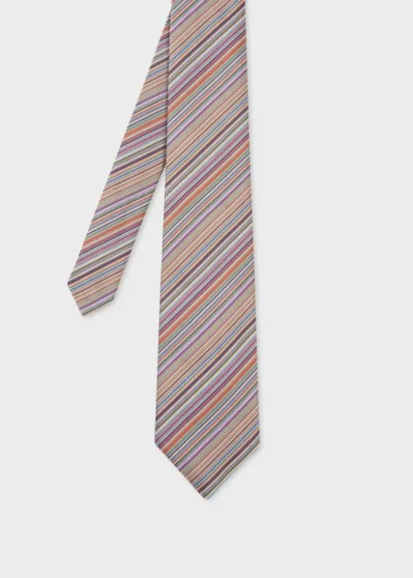 Paul Smith Ties Silk Muted 039Signature Stripe039 Multicolour 8211 Mens