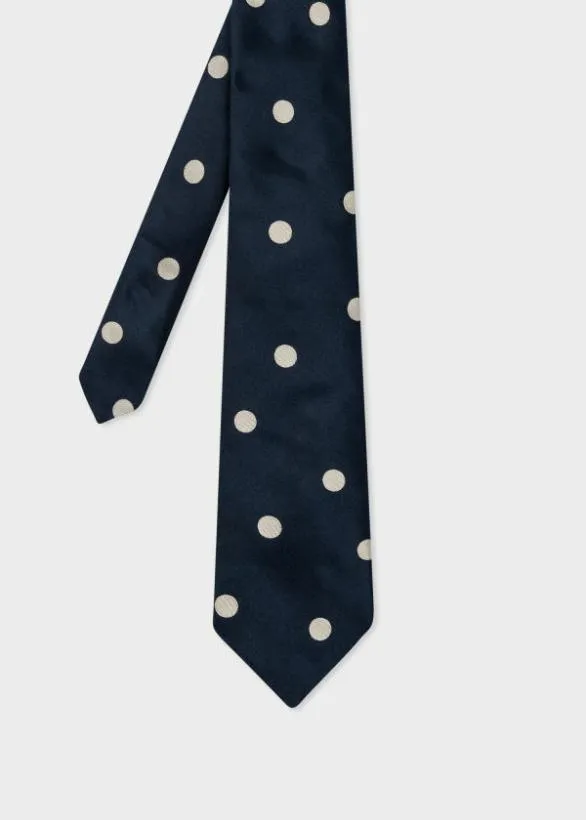 Paul Smith Ties Silk Polka Dot Tie Dark Navy 8211 Mens