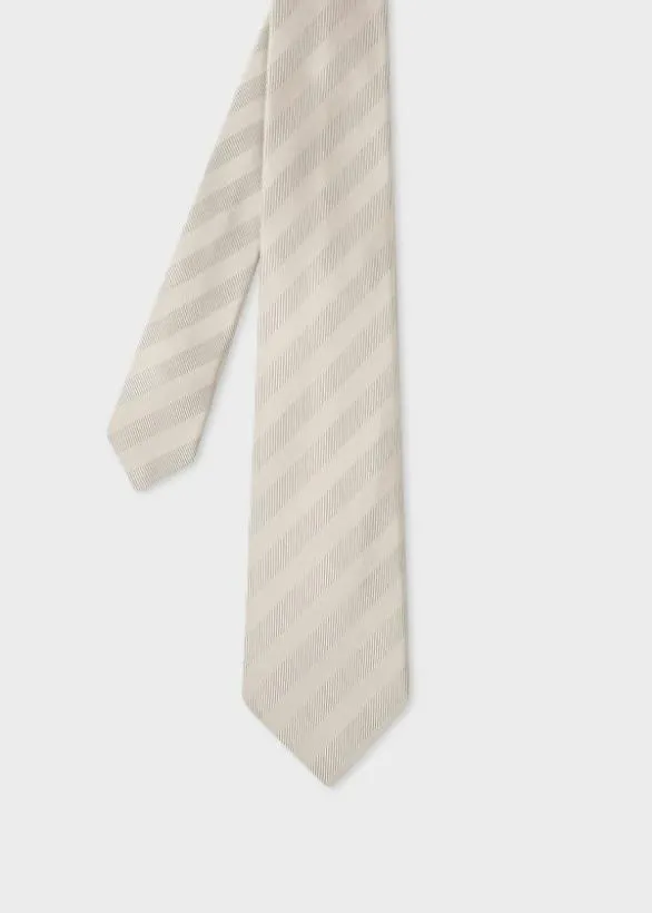 Paul Smith Ties Silk Stripe Tie Cream 8211 Mens