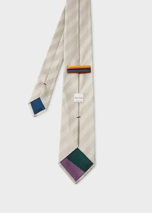 Paul Smith Ties Silk Stripe Tie Cream 8211 Mens