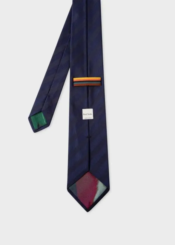 Paul Smith Ties Silk Stripe Tie Navy 8211 Mens