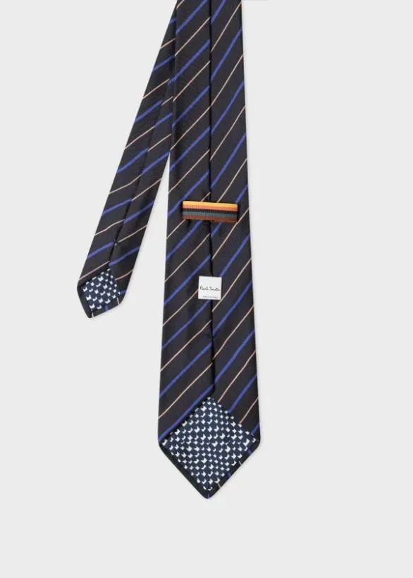 Paul Smith Ties Stripe Silk Tie Black 8211 Mens